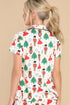 White Printed Christmas Pattern Buttoned Two Piece Sleepwear